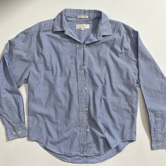 Vintage John Henry Striped Cotton Blue & White Button Down Shirt 10 - Picture 4 of 8